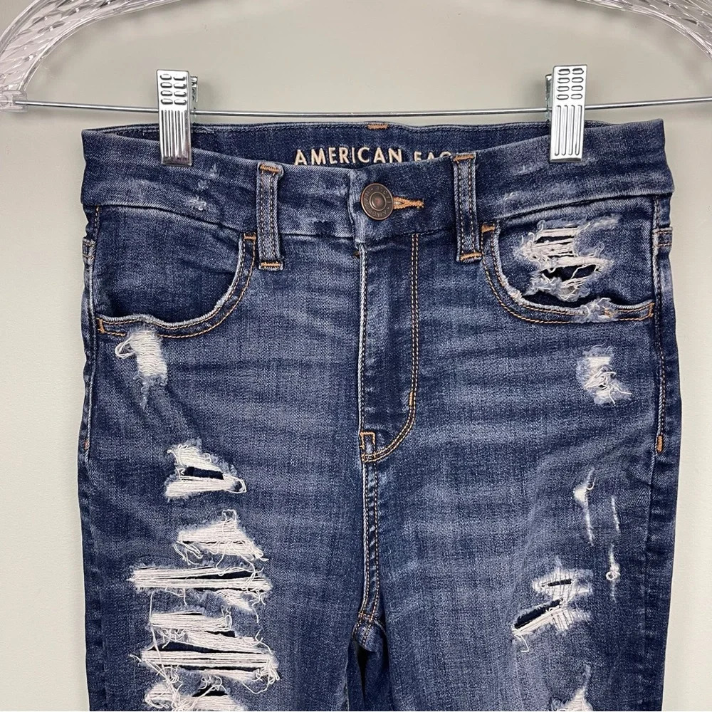American Eagle Curvy Hi-Rise Jeggings Distressed Size 0 - Picture 5 of 9